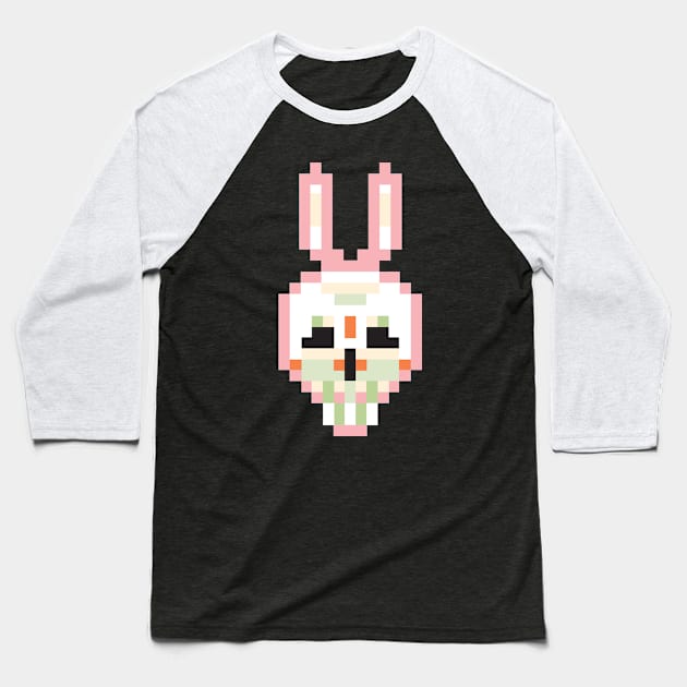 Pink Pixel Rabbit Baseball T-Shirt by Enickma